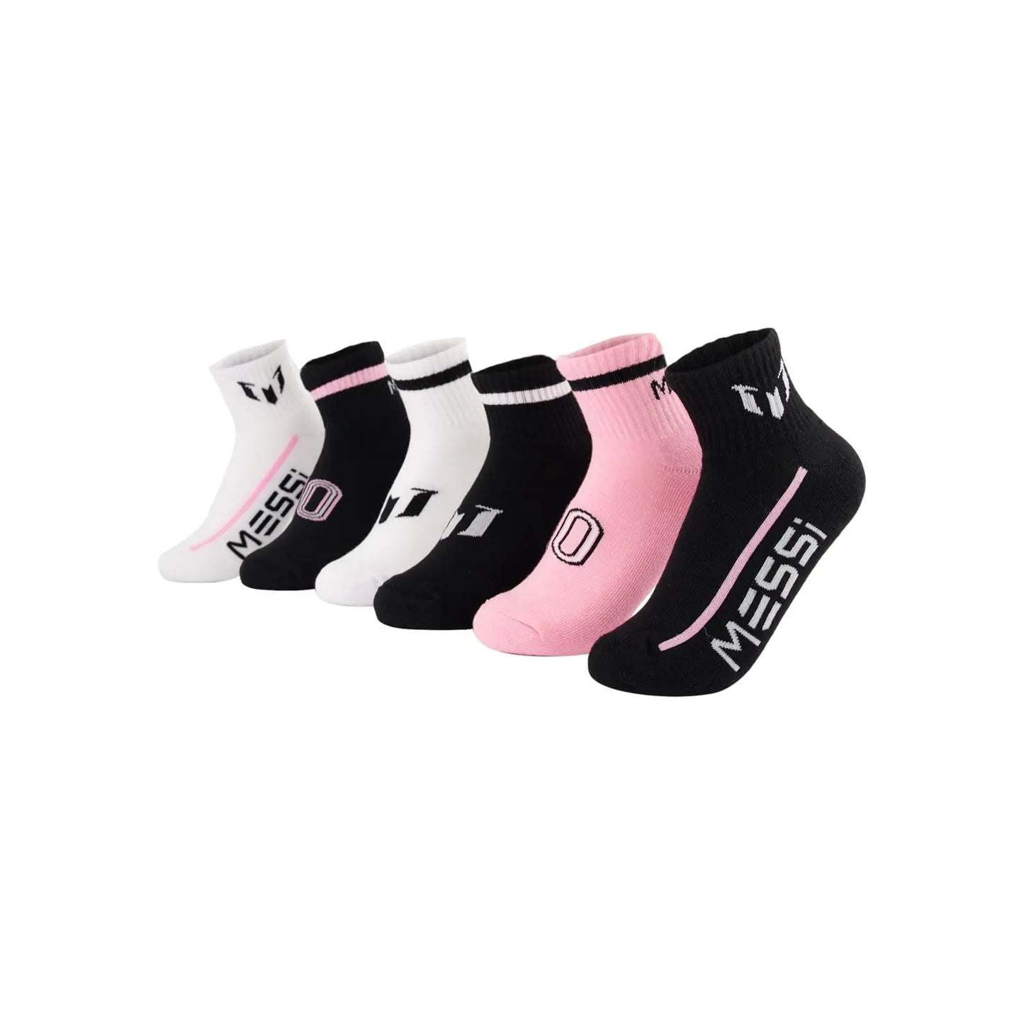Messi Boys Lifestyle Ankle Socks 6-Pack Kids Socks Soft & Stretchy Comfortable Pink