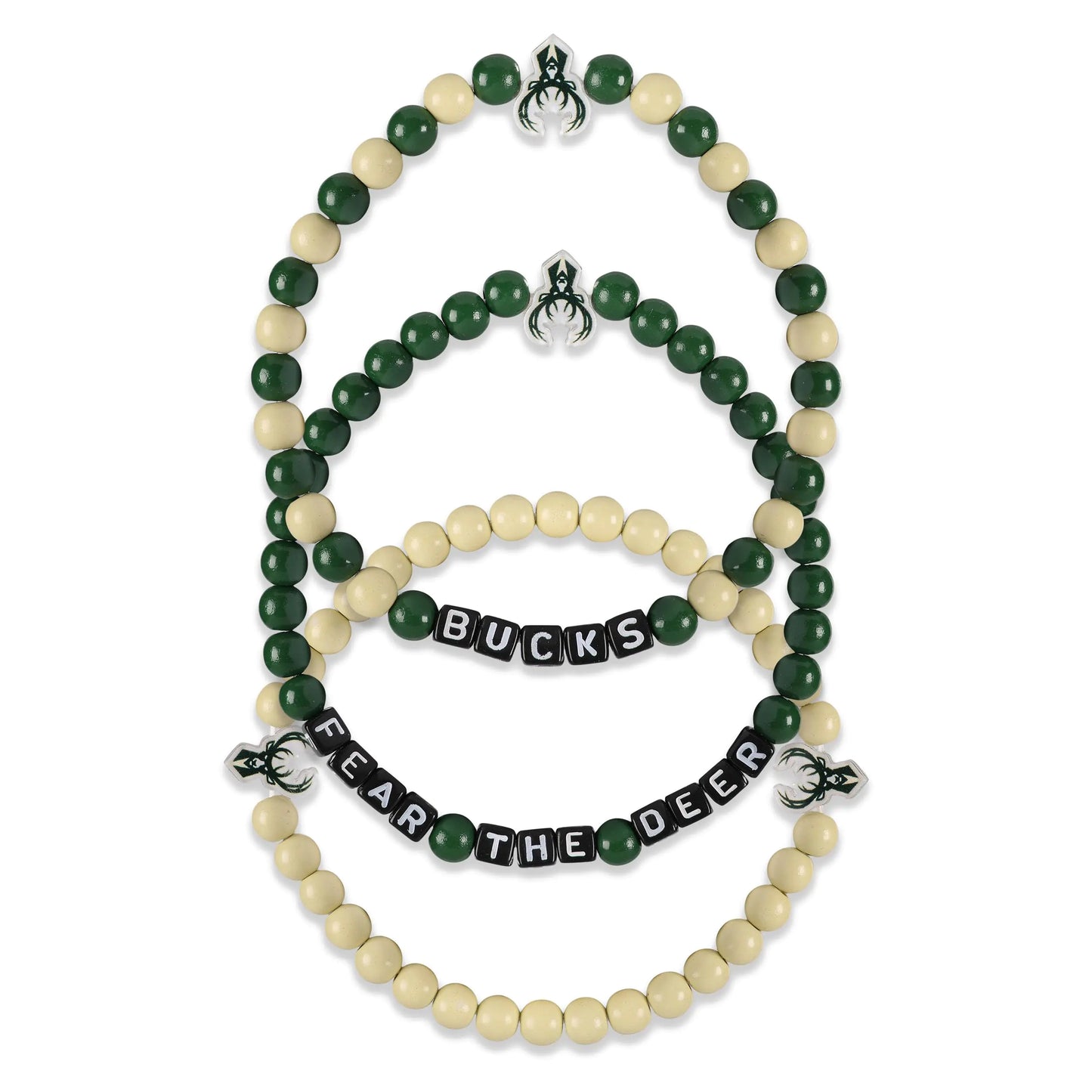 FOCO Milwaukee Bucks NBA 3 Pack Beaded Friendship Bracelet