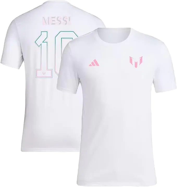 adidas Kids Lionel Messi X Miami Collection Tees Celebrate Messis Arrival to Miami. Bienvenido a Miami Messi (as1 Alpha s Regular #10 Miami - White)