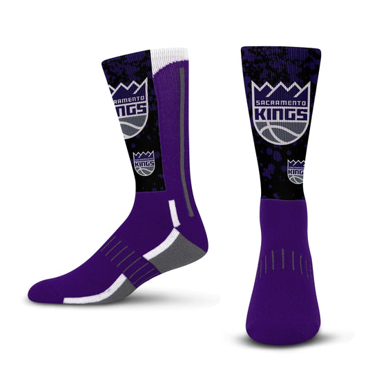 For Bare Feet NBA SACRAMENTO KINGS Splatter Logo Crew Sock Youth