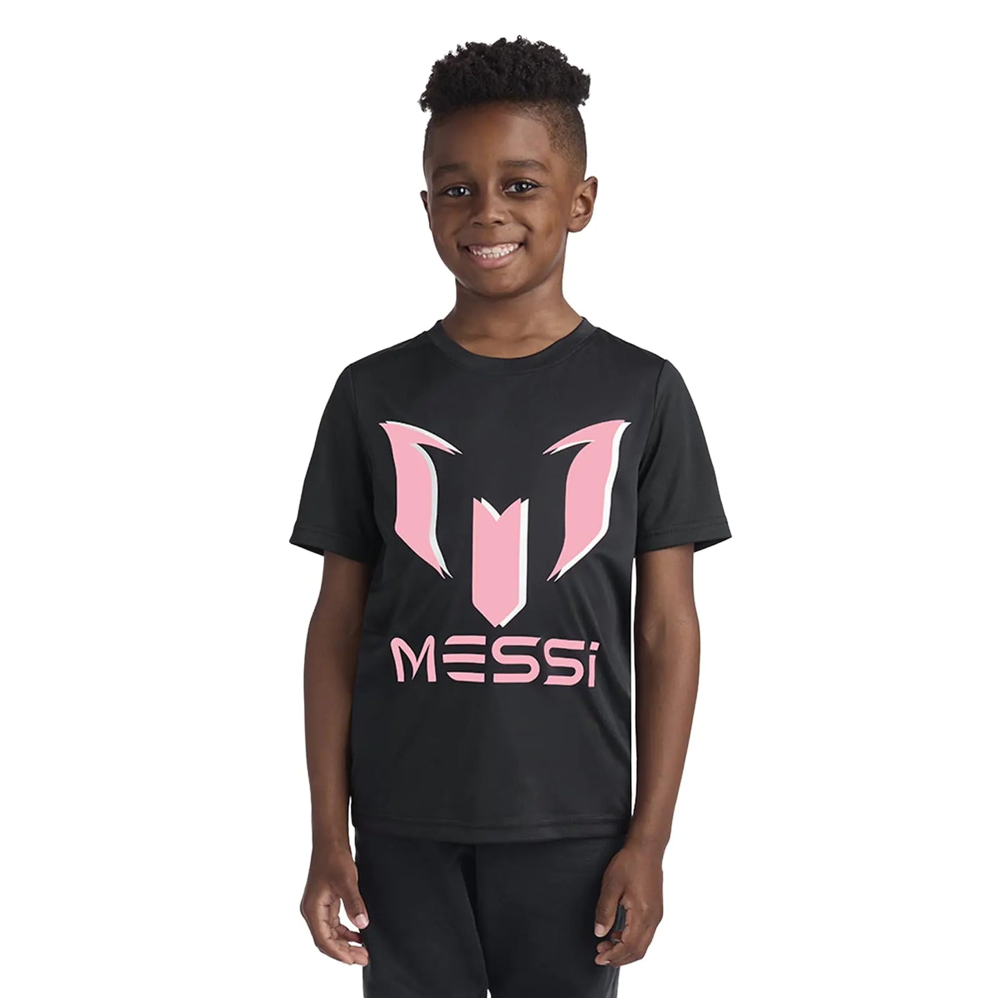 Messi Boys Lifestyle Short Sleeve Top Slim-Fit Shirt with Logo Comfortable Stretch Limo