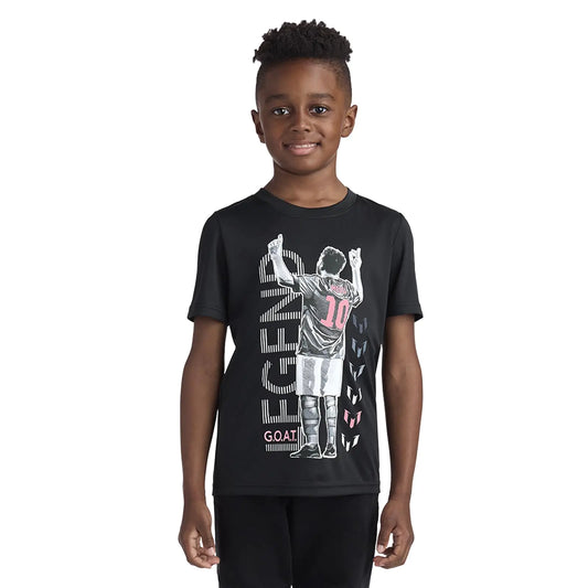 Messi Boys Lifestyle Short Sleeve Top Loose-Fit Shirt with Logo Comfortable Stretch Limo 5