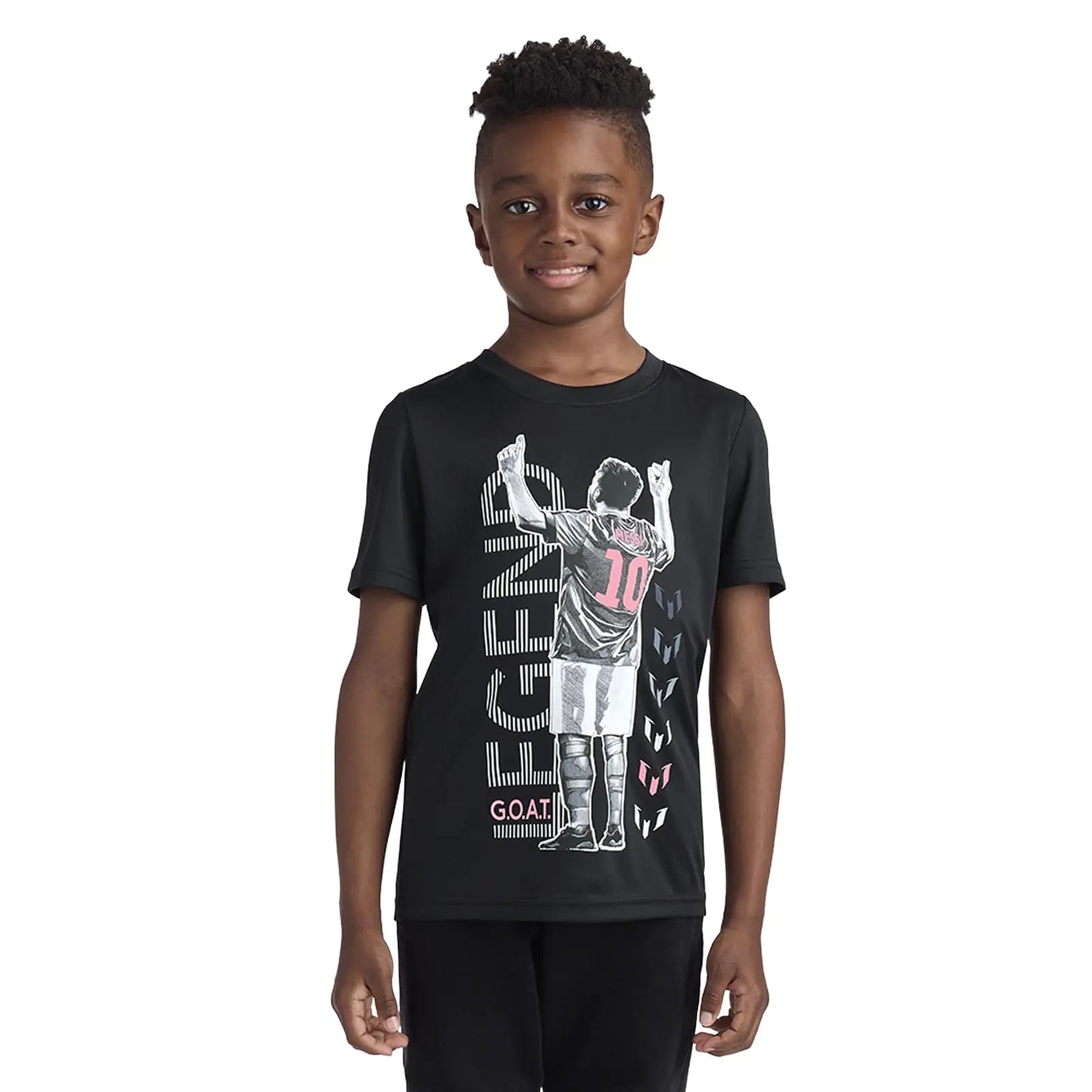 Messi Boys Lifestyle Short Sleeve Top Loose-Fit Shirt with Logo Comfortable Stretch Limo 5