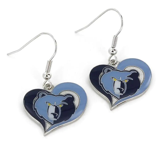 Aminco NBA Memphis Grizzlies Swirl Heart Earrings