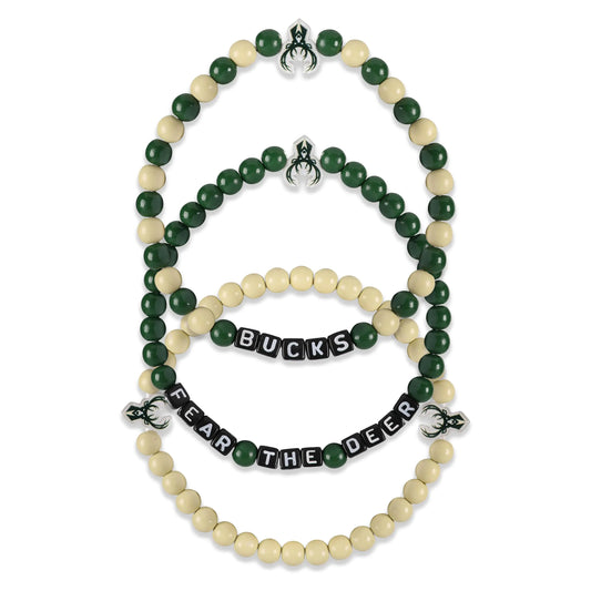 FOCO Milwaukee Bucks NBA 3 Pack Beaded Friendship Bracelet