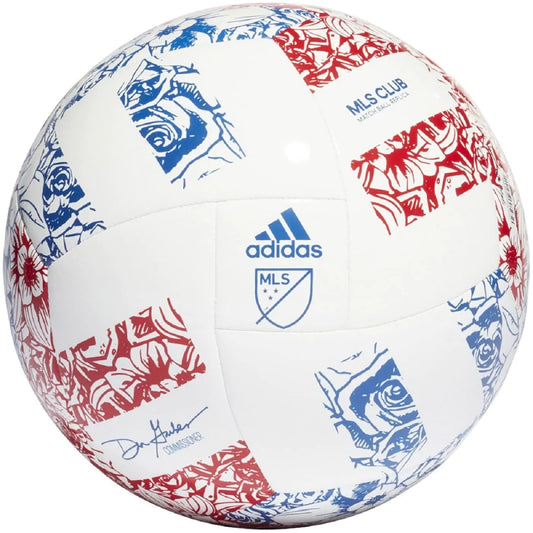 adidas Unisex-Adult MLS Club Soccer Ball White/Power Blue/Team College Red 5